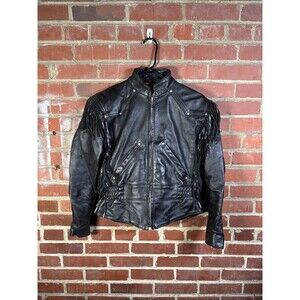 Vintage Y2k Harley Davidson Leather Jacket Womens Fringe Concho Biker USA XS